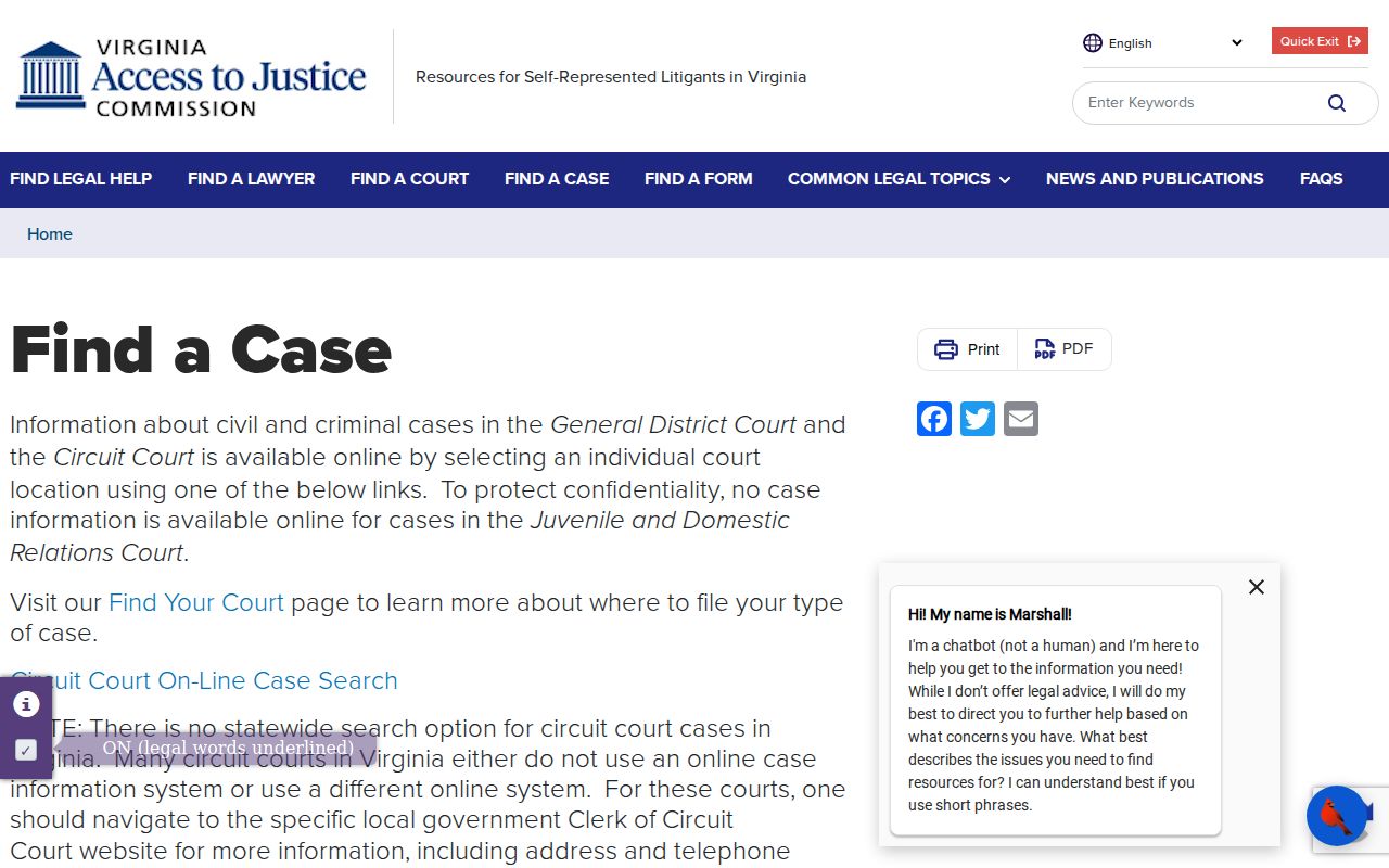 Powhatan County warrant search limits for Circuit and JDR records