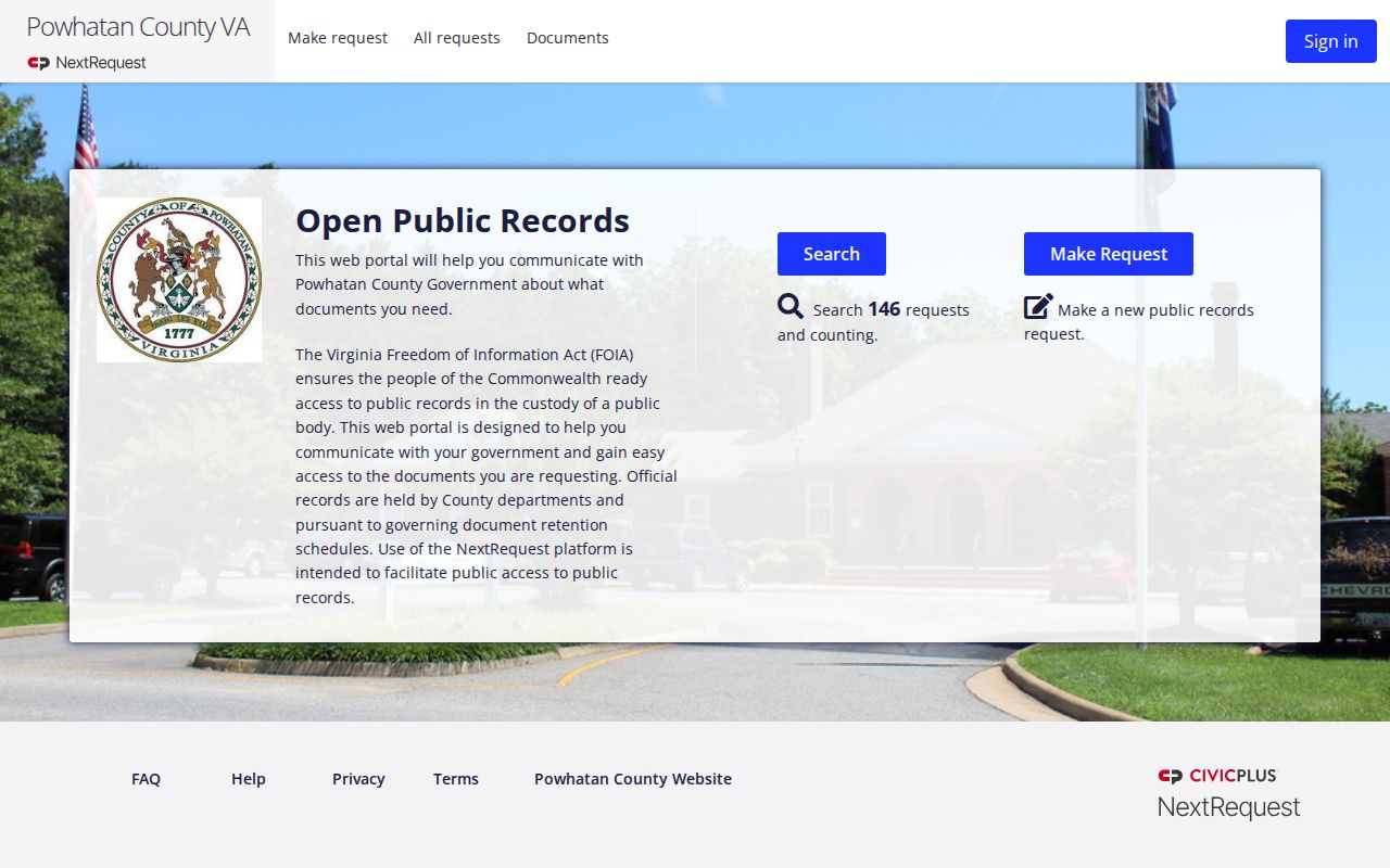 Powhatan County warrant records: official NextRequest portal