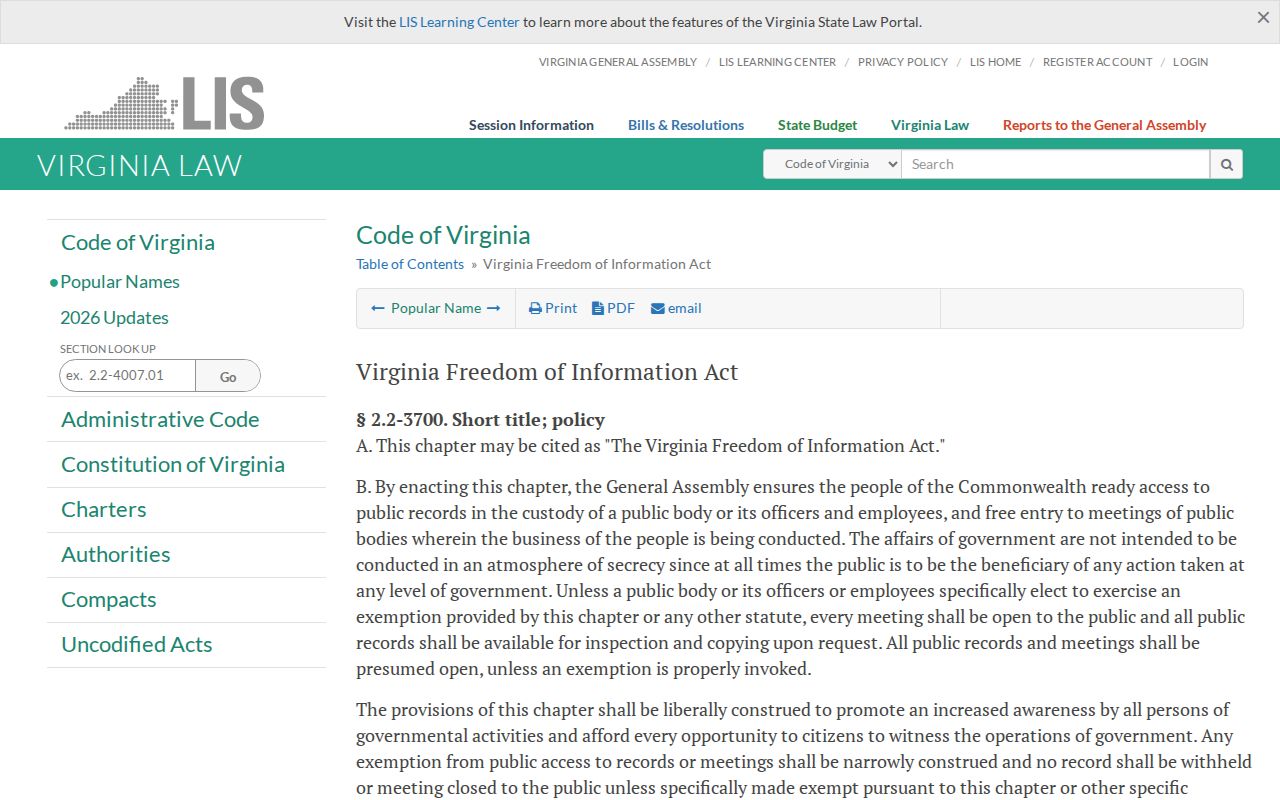 Powhatan County warrant records: Virginia FOIA public-record rule