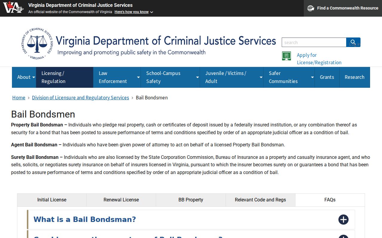 Powhatan County arrest warrant: Virginia licensed bail bondsman categories
