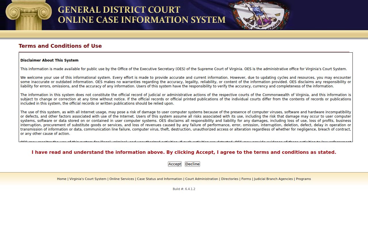 Powhatan County warrant check: General District Court search controls