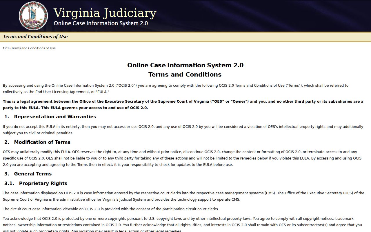 Powhatan County warrant check: Virginia statewide case-search interface